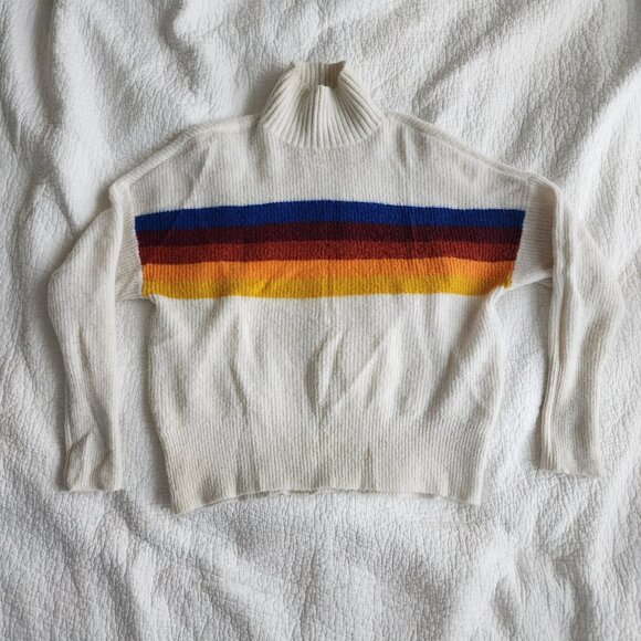 Express Rainbow Stripe Mock Turtleneck Sweater XS - Picture 1 of 6
